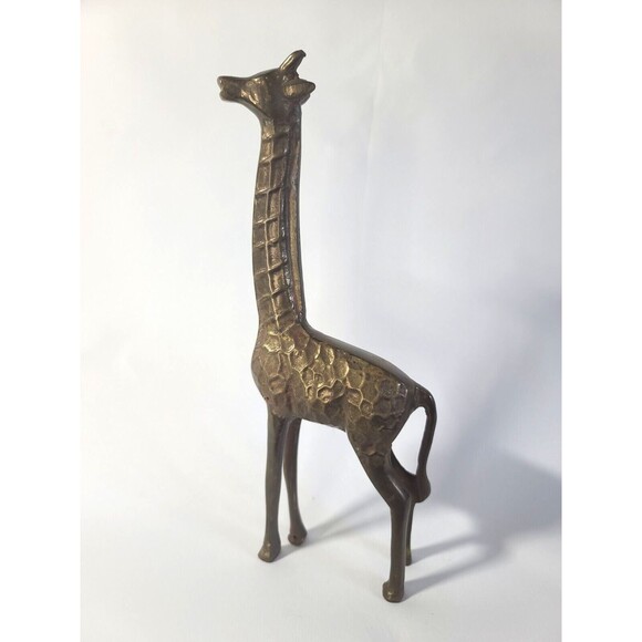 Vintage Giraffe Bronzed Solid Cast Brass Large 10" Figurine Sculpture - Picture 1 of 9